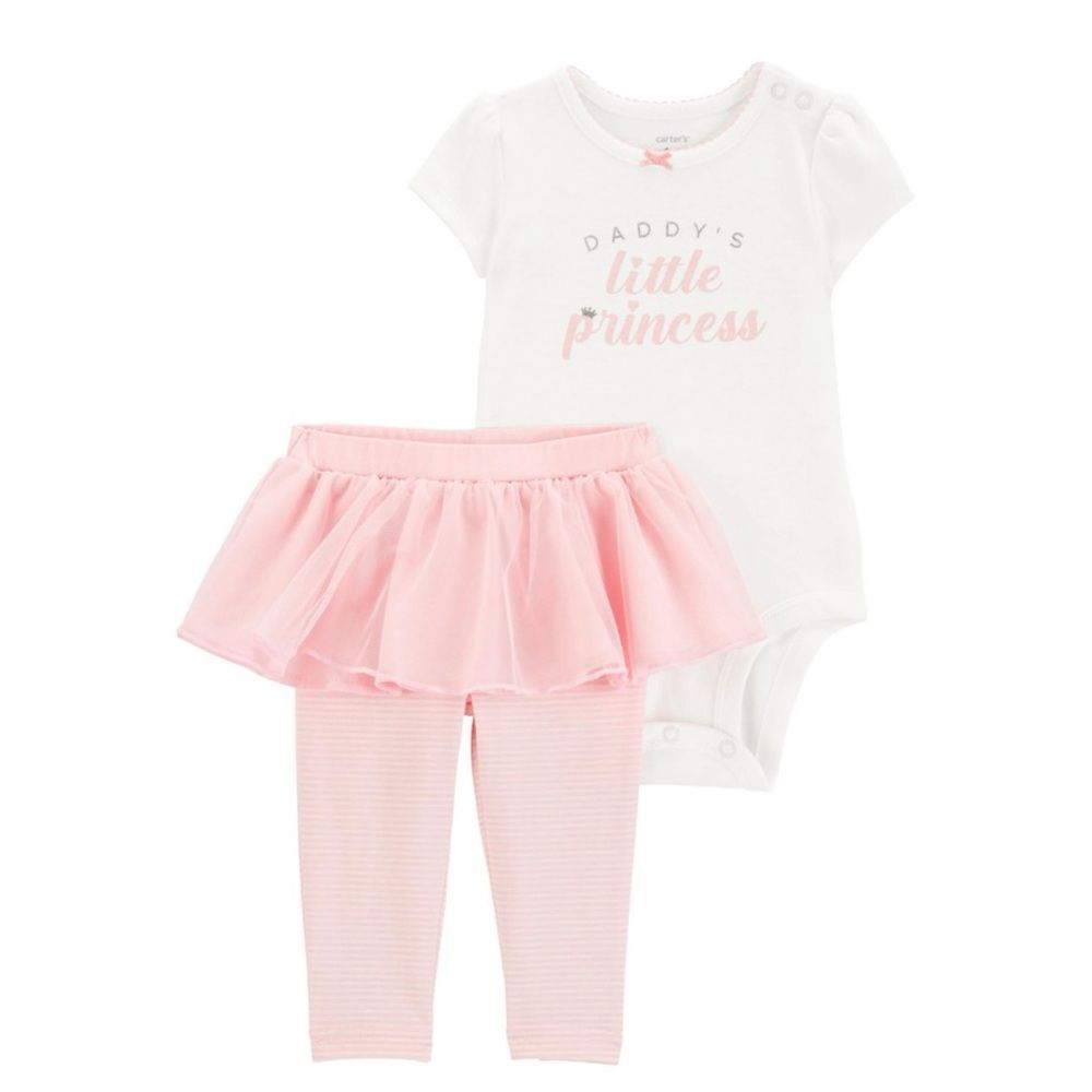 Carter’s Baby Girl Daddy’s Little Princess Outfit Pink Tutu Leggings. 9 Months.